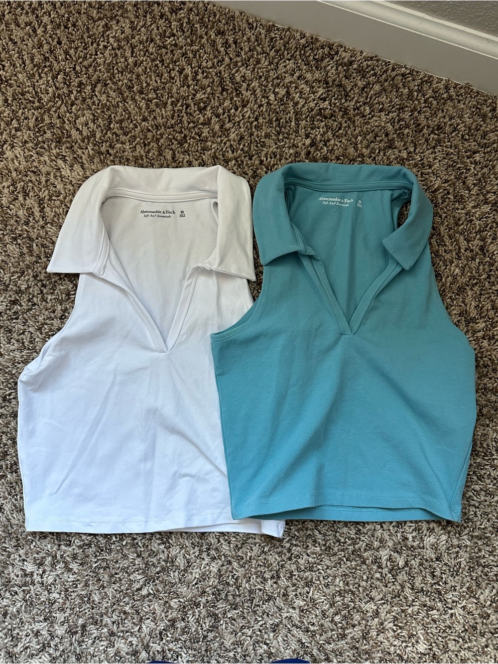 Abercrombie & Fitch Sleeveless Polo Tank Crop Tops (Set of 2)